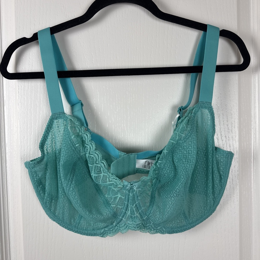 💎 Flirtelle Viola Geo Balcony Bra — Bright Teal, US 36J / UK 36GG — NWT